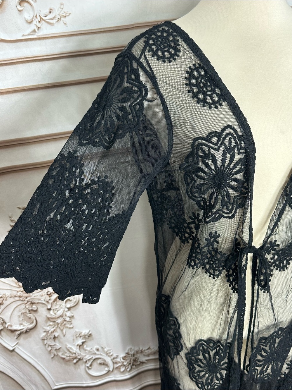Sheer Black Lace Robe - Picture 3 of 8